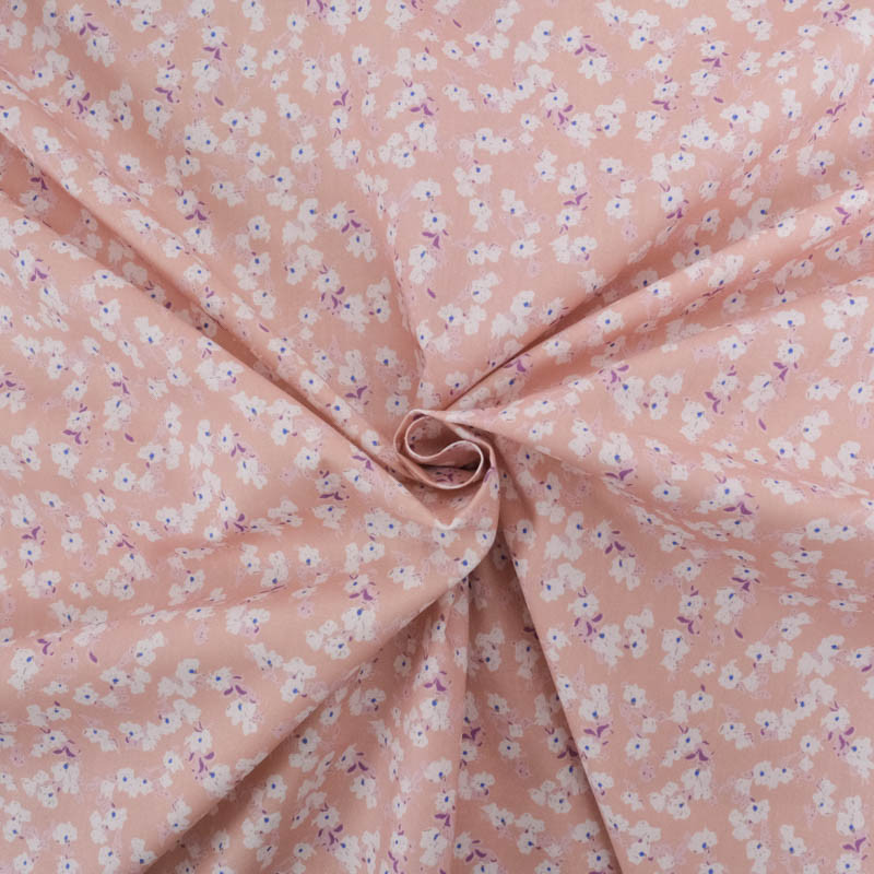 Popeline Imprimé Petites Fleurs Rose Blush - Maison Klem